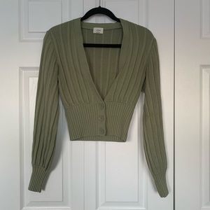 Aritzia Wilfred Plunge Front Cardigan- Sage Green